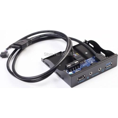 High speed 3.5" USB 3.0 Hub +2.4A Power Charging +HD Audio Mic Connector Floppy Front Panel Bracket