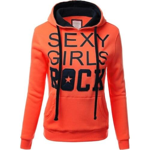 2017 S-XL Autumn Women Casual Hoodies Full Slim Sweatshirt Coat Letter Outerwear Hooded Thicker Plus Tops