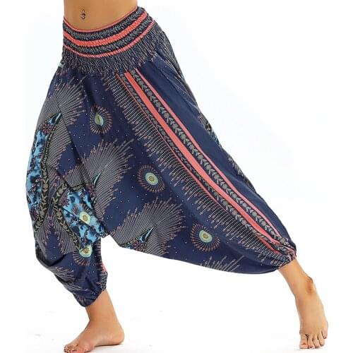 Womens Harem Baggy Palazzo Yoga Pants,High Elastic Waist Casual Gypsy Beach Pants Baggy Hippie Training Sports Boho Pants