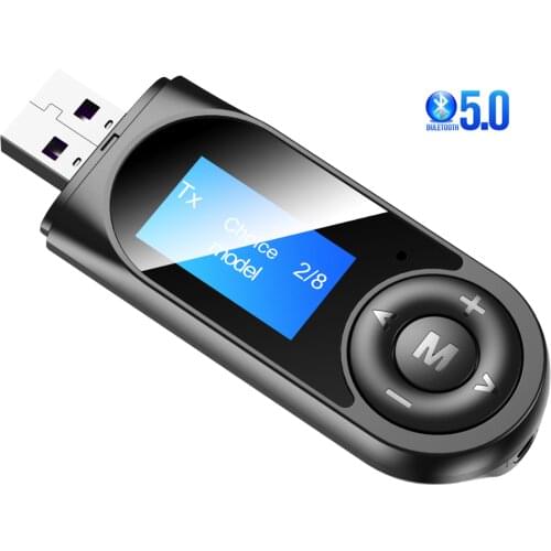 LCD Digital display bluetooth adapter 5.0 bluetooth receiving and transmitting music receiver bluetooth transmitter FOR PC CAR