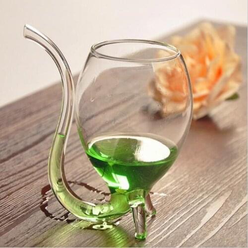 2pcs/lot 300ML Transparent wine glass with straw novelty straw wine glass Party Supplies gifts