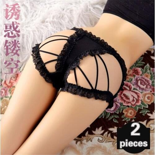 2 pcs Womens underpants Female underwear Sexy lingerie mid-waist underwear transparent thong thin transparent thong
