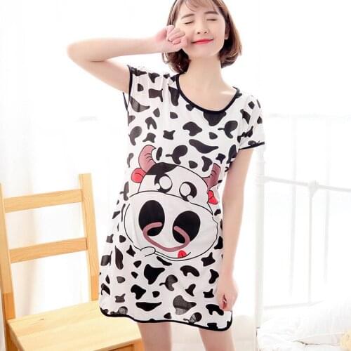2019 Fashion Cartoon WomensSleepwear Short Sleeve Sleep shirt nightgown Womens Home Clothes free Shipping