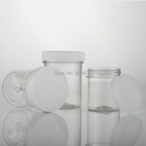 60ml 120ml round clear pet jar bottle container with white plastic cap lid , for Cosmetic Packaging F754