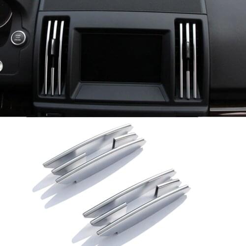 8pcs Chrome Interior Center Air Conditioning Vent Outlet Strips Trim For Land Rover Freelander 2 2008-2015 Accessory Car Styling