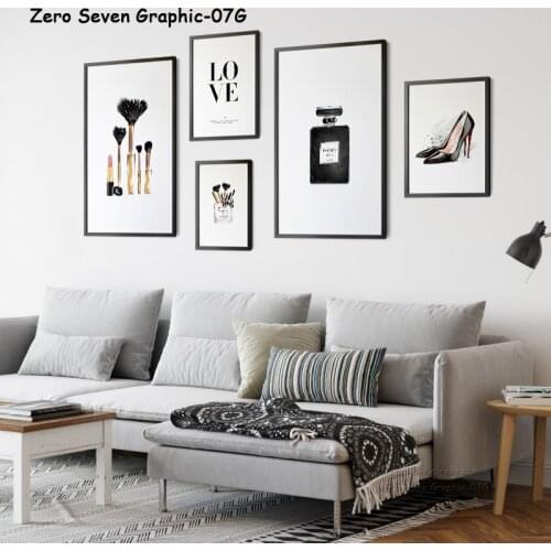 Watercolor Canvas Poster And Print Picture Makeup Brush High Heels Perfume Wall Art Decor For Dressing Room Salon Beauty Shop