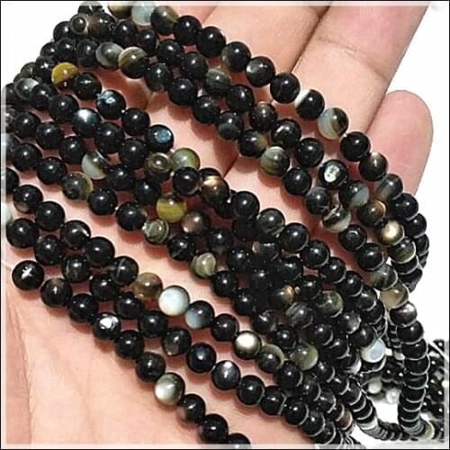 80pcs black shell beads strings nature shell beads size 5mm freshwater mother of perarl round ball shape top fashion findings