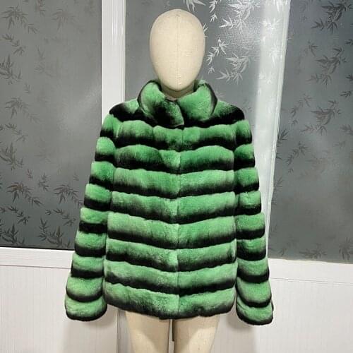 CNEGOVIK 2020 New Arrival Fashion Fur Coat Women Real Rex Rabbit Fur Jacket Chinchilla Color High Quality