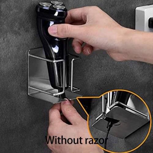 LBER Electric Shaver Holder Wall-Mounted Self-Adhesive Stainless Steel Shaver Holder Wall-Mounted Bathroom Shaver Holder