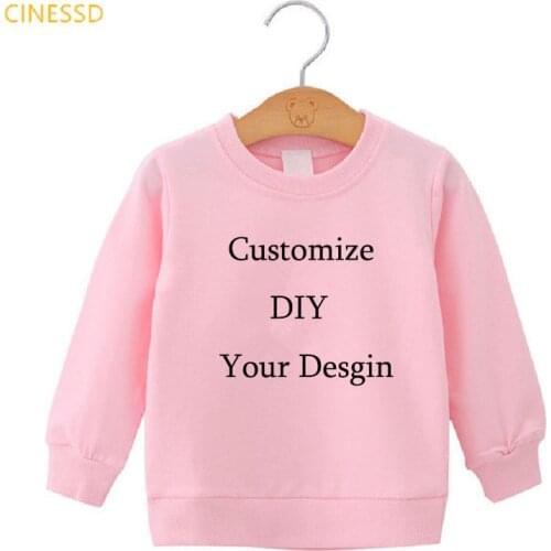 DIY Personalized customization Kids jumper white pink yellow childrens clothes autumn winter sweatshirt boy girl hoodie custom