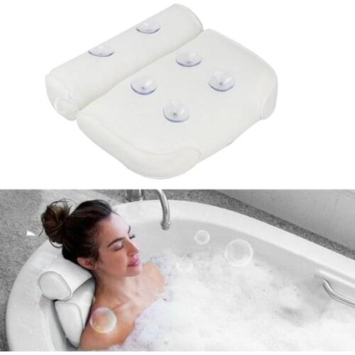 Hot! 1PC Breathable 3D Mesh Spa Bath Pillow with Suction Cups Neck and Back Support Spa Pillow for Home Tub Bathroom Accessories