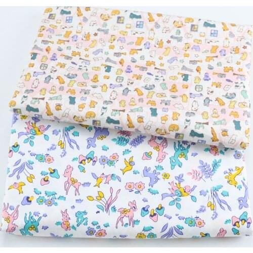 Cotton Print Fabric DIY Sewing Uphostery Craft Deer and Cats Kids Cartoon Suede Fabric Other Fabric Plain 100% Cotton Piece Warp