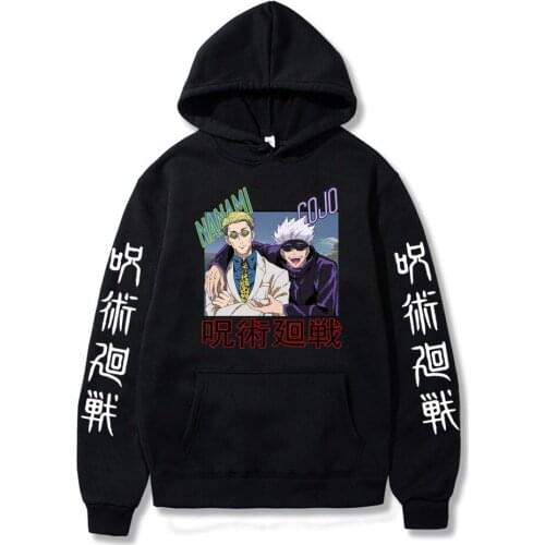Jujutsu Kaisen Anime Harajuku Hoodies Kawaii Color Cartoon Graphic Satoru Gojou Kento Nanami Unisex Winter Streetwear Sweatshirt