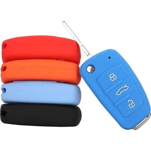 Kutery 10pcs/lot 3 Buttons Silicone Car Key Case Cover Shell For Audi C6 A7 A8 R8 A1 A3 A4 A5 Q7 A6 C5