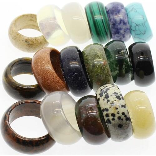 Fashion Natural Stone Ring Jewelry Attractive Unisex Ring Ring Jewelry Agate Various Gemstone Rings Two Models Face Width 12mm