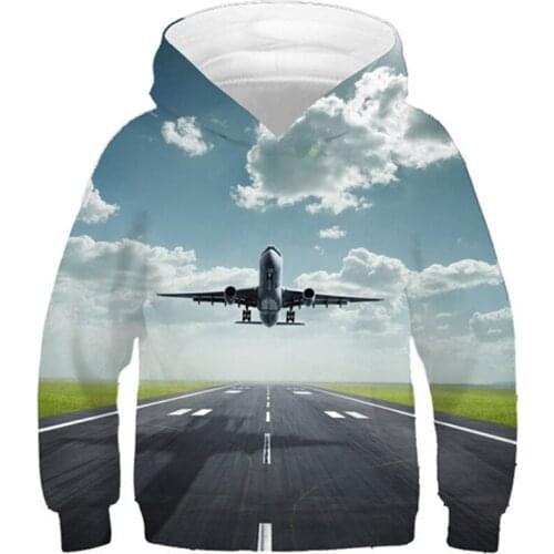 2020 Boys/Girls Fashion Hoodies Taking Off AirPlane Graphic Printed Children 3d Sweatshirts Kids Blue Sky Pullovers Clothes Tops