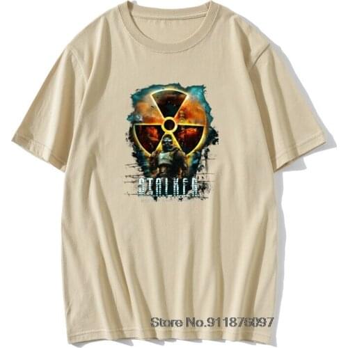 Mens Casual Tees Shirts Stalker Shadow of ernobyl Cool T Shirts Organnic Cotton Solid T-Shirt Round Collar