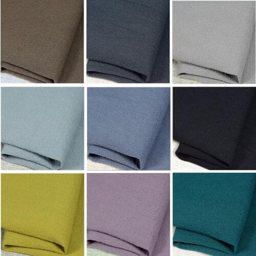 Soft Washed Cotton Fabric Wrinkle Texture Faux Flax Fabric For Dress,By The Meter,Blue,Green,Beige,White,Hkaki,Navy,Black