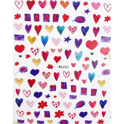 3D Nail stickers Watercolor Love Heart I Love You Sliders for Nails Art Decoraciones Foil Design All for Manicure Accessories