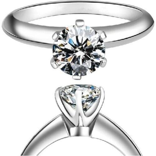 Genuine Custom 1:1 Ring AU585 14K White Gold Engagement Solitaire Ring 0.5Ct D Moissanite Ring for Female