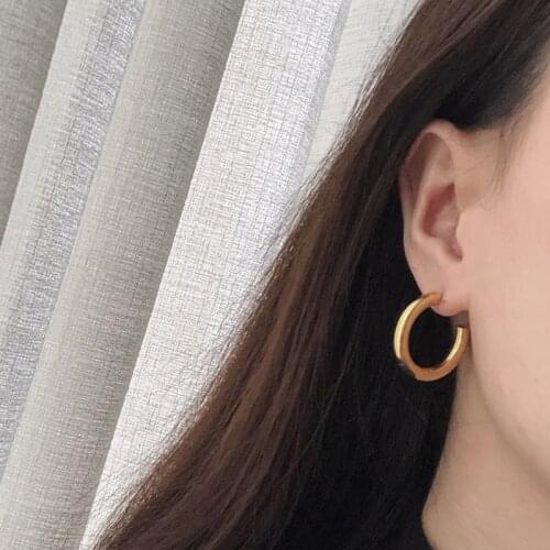 Stainless Steel Vintage C Shape Stud Earrings Hip-pop Fashion Jewelry 18 K Gold Plated Woman Girl Titanium Steel Hoop Earring