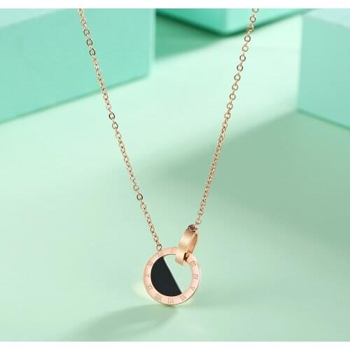 Collier Femme Jewelry Stainless Steel Round Necklace Female Rose Gold Choker Necklace for Women
