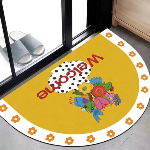 Half Round Entrance Doormat Anti Slip Floor Mat Flower Plants Bedroom Carpet Strong Water Absorbent Bath Mats Bathroom Rugs