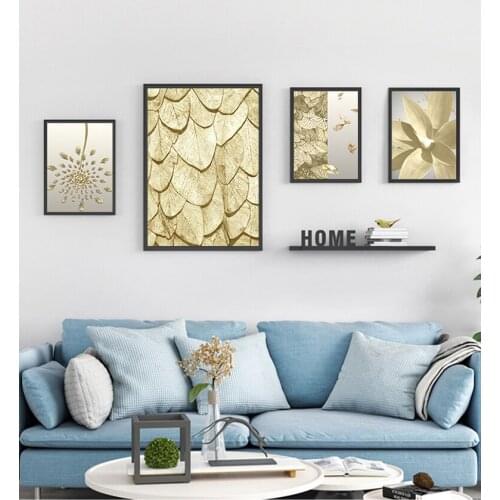 Gold Leaf Decor Posters and Prints for Living Room Golden Luxury Plant Picture Home Decor Nordic Canvas Painting Wall Art