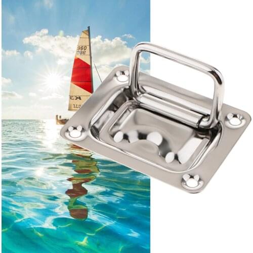 Boat Flush Hatch Locker Cabinet Lift Pull Handle 304 Stainless Steel For Marine Yacht RV Camper 76x57mm Boat Accessories Marine