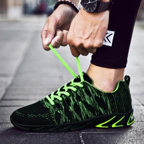 Plus Size Outdoor Cushion Running Shoes Men Trekking Sneakers Man Sport Shoes Sports for Men Black Green Fitness Flats GME-1249