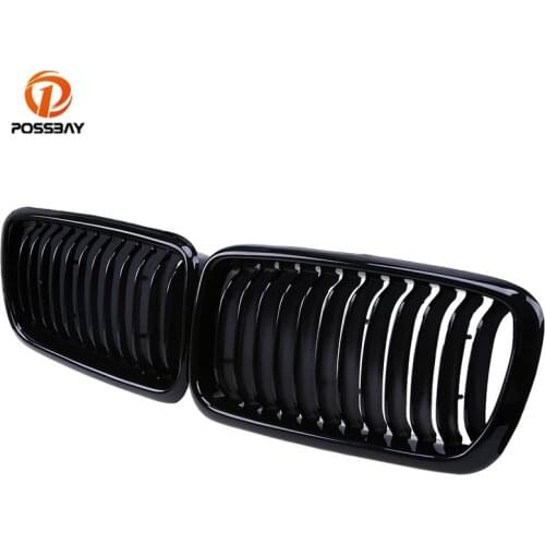 POSSBAY Gloss Black Car Center Kidney Grilles Grill for BMW 7-Series E38 735iL/740i/730d/750i Sedan 1994-2001 Front Bumper Grill