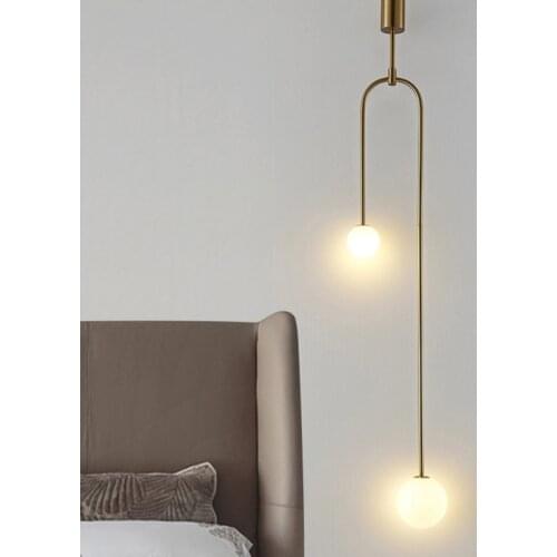 Modern LED Gold Glass Ball Luxury Pendant Light Lighting for Bedroom Bedside Restaurant Dining Room Ceiling Chandelier Home Lamp
