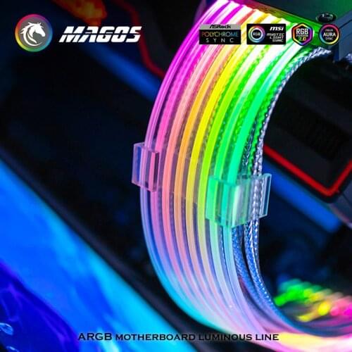 PSU Extension Cable RGB For ATX 24Pin GPU 8Pin Light Rainbow Cord 5V Sync Computer Components,PC Gamer DIY Cabinet Decoration