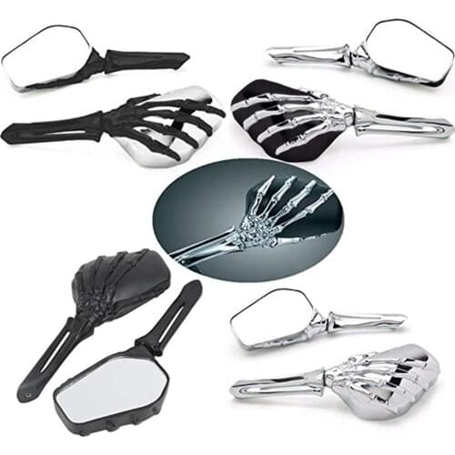 Universal 3D Skull Hand Motorcycle Rearview Mirrors For Harley Honda Yamaha Suzuki Cruiser Chopper Cafe Racer