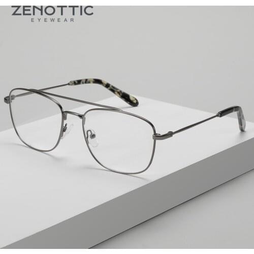 ZENOTTIC Vintage Metal Glasses Frame Men Luxury Brand Designer Double Bridge Optical Eyeglasses Frames Fashion Myopia Eyewear