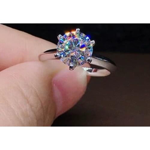 Luxury 2 Carat White Solitaire Ring 100% Real 925 Sterling Silver Diamond Engagement Wedding Rings for Women