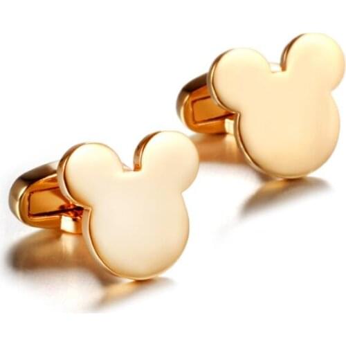 10pairs/lot Rose Golden Mouse Shape Cuff Links Lovely Mickey Cufflinks Copper Cuff Button Fashion Mens Jewelry Accessory