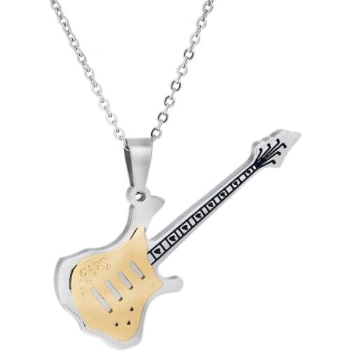 2021 Hot Sale Stainless Steel Multicolor Guitar Pendant Necklace Crystal from Swarovskis 2 Colors Fit Couples As Lovely Gifts