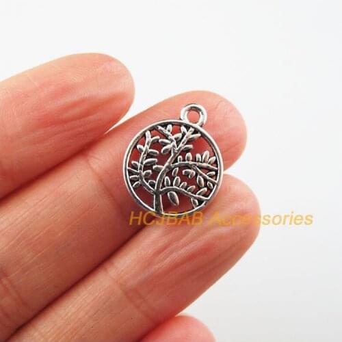 25 New Tree Charms Tibetan Silver Color Round Heart Pendants 15x18mm