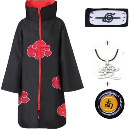 3pcs/Sets Adult Kids Anime Akatsuk Cloak Costume Cosplay Women Children Fancy Party Cool Outdoor Dress
