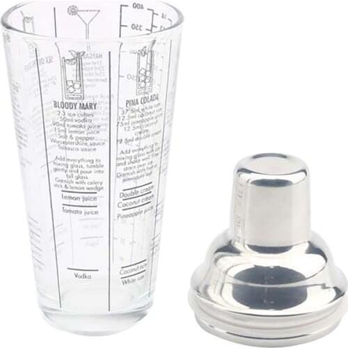 450ml Scale Glass Cocktail Shaker Transparent Scale Bar Shaker Cup Wine Mixing Fruit Juice Cup Shaker Bottle Manual Milk Tea Cup