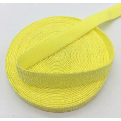 5 Yards/lot 3/8"10mm Yellow Solid FOE Fold Over Elastics Spandex Satin Band DIY Lace Sewing Trim