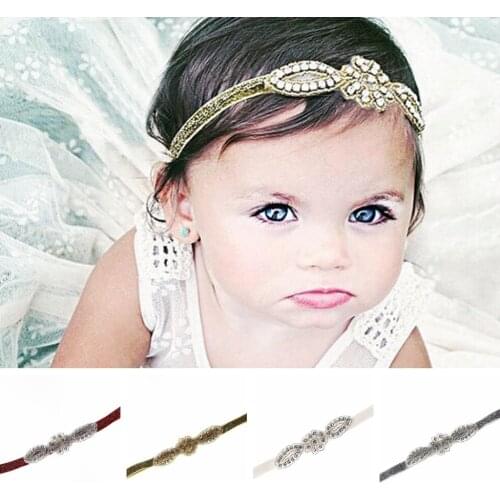 Yundfly Princess Girls Rhinestone Headband Elastic Hair Accessories Bandeau Fille Hair Bands for Girls Party Headwear Props