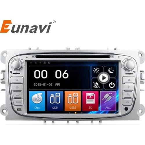 Eunavi Double 2 Din 7 Inch Car DVD Radio Player For FORD/Mondeo/S-MAX/C-MAX/Galaxy/FOCUS 2 with GPS Navigation 1080P Free Map BT