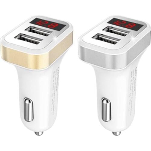 2.1A Dual USB Port Digital LED Voltage Current Display Car Charger Charging Adapter For iPhone iPad Samsung Xiaomi LG Huawei