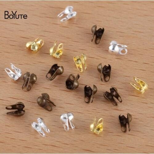BoYuTe (1000 Pieces/Lot) 1.5MM 2MM Metal Brass Wrap Connector Clasps Diy Fastener Clips Handmade Jewelry Making Materials