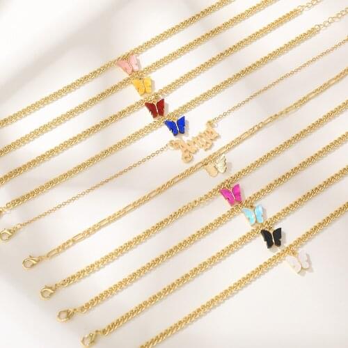 VG 6YM 3pcs Simple Anklet Bohemian Gold Color Chain Ankle on Leg Cute Butterfly Anklets Fashion Multilayer for Women Jewelry