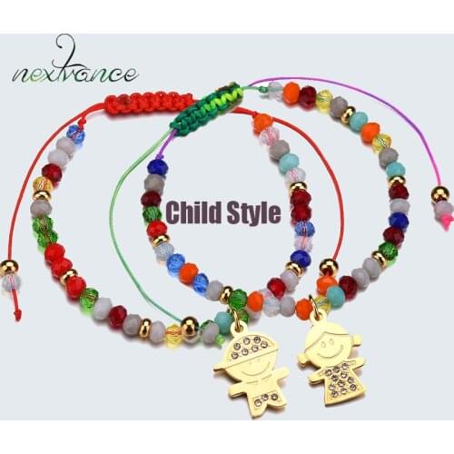 Nextvance Rhinestone Boy Girl Colorful Beads Bracelet Handmade Red Rope Adjustable Knots Bracelets for Children Kids Gift