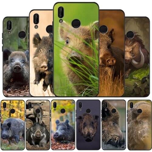 Wild boar black Silicone Phone Case For Huawei honor 30 20 Pro 8 8X 9 10 20 Lite Mate 10 20 30 Lite Pro cover