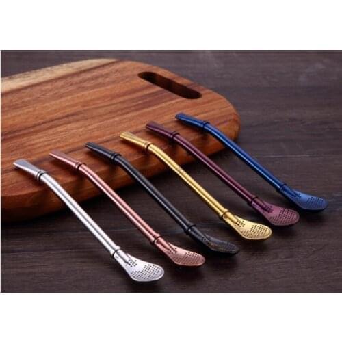 DHL 500pcs high quality Stainless Steel Tea Spoon Filter Yerba Mate Tea Drinking Straws Metal Tea Tool Bar Accessories